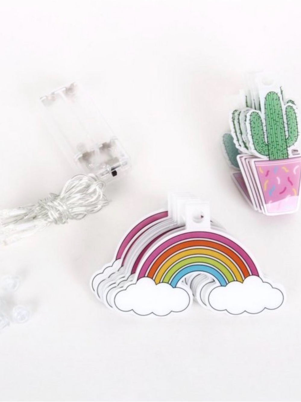 Rainbow String Light Clips — Colorful Rainbow Clips with Clouds